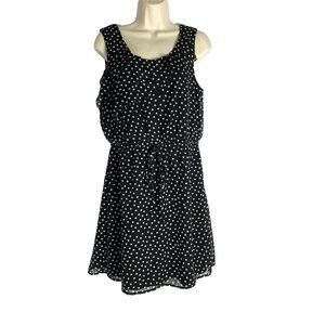 4/$25‎ Belle Du Jour Ruffle Black Polka Dot Dress Large